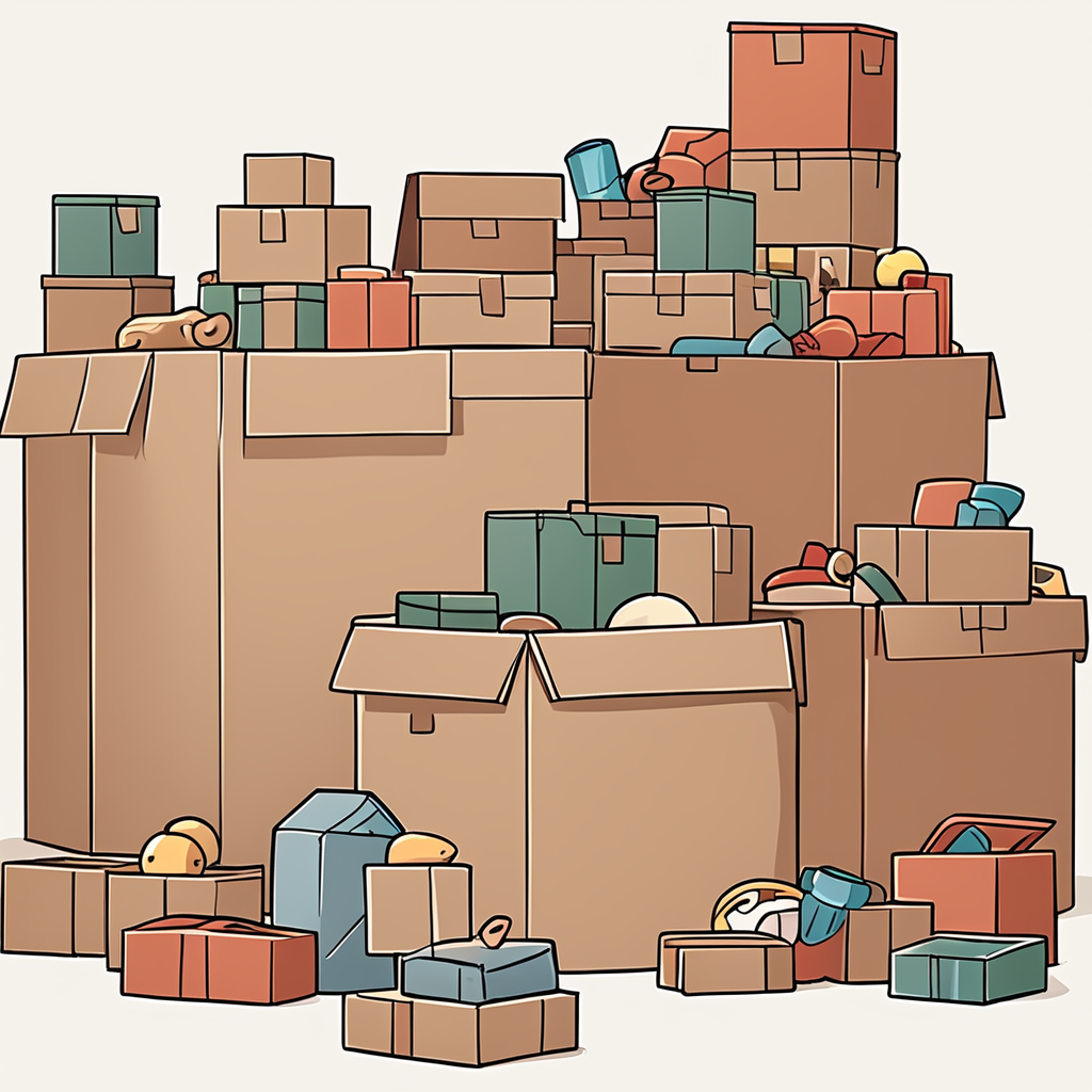 cardboard donation box filled with toys