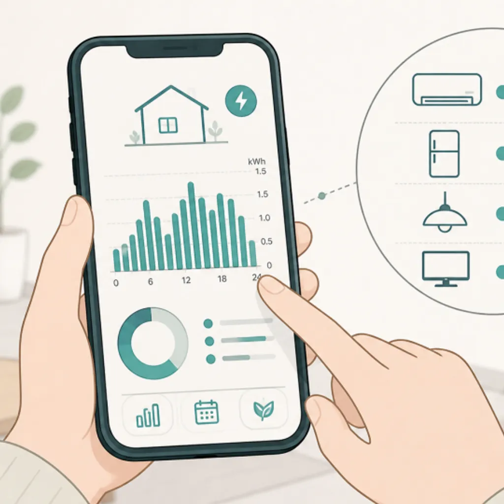 スマホアプリで日々の電気使用量を確認する画面