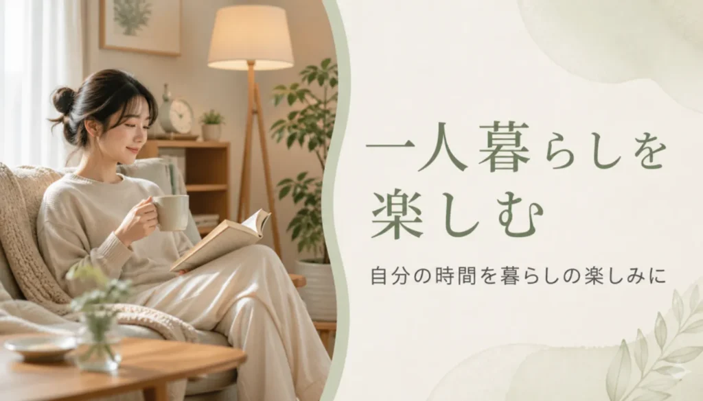 間接照明と観葉植物で整えたワンルームの一角