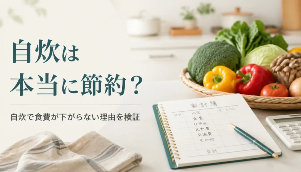野菜と家計簿ノートが置かれた台所の様子