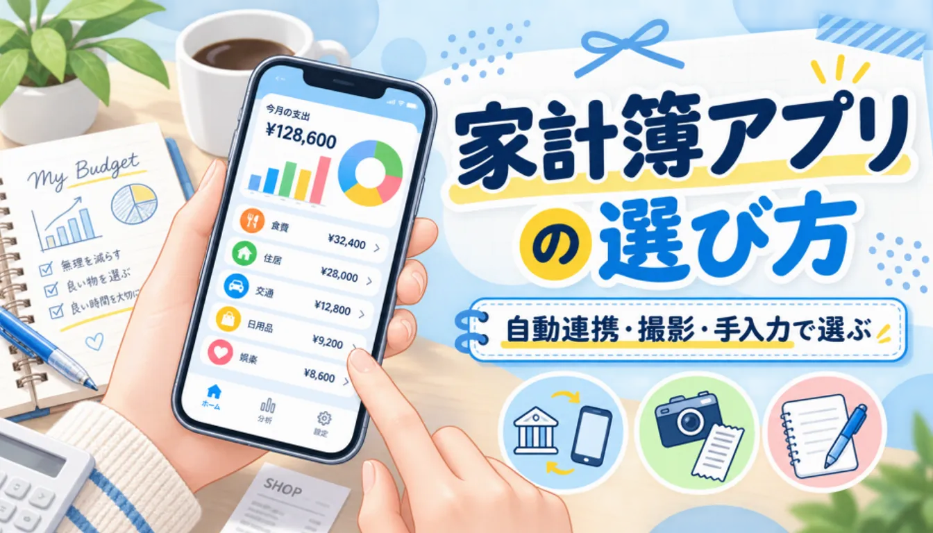 家計簿アプリの画面が表示されたスマートフォン