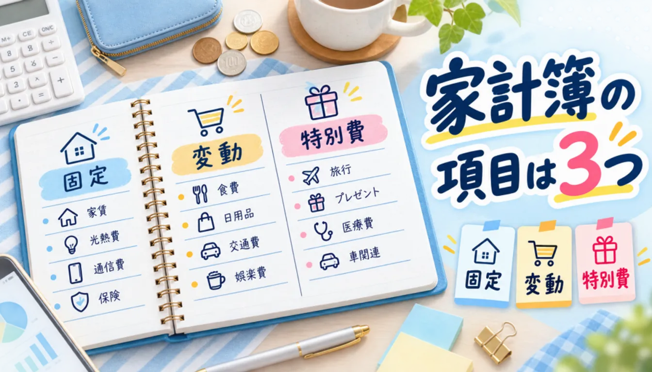 項目を書き込んだ手書きの家計簿ノート