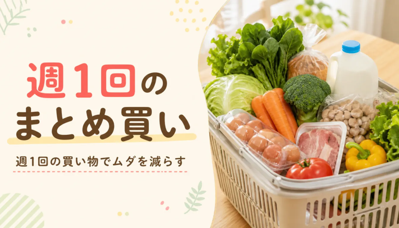 1週間分のまとめ買いで購入した食材一式