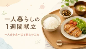 ごはんと鶏の照り焼きをのせた一人分の夕食トレー
