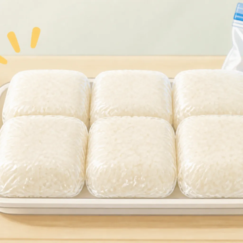 一膳分ずつラップで包んだ冷凍用のごはん