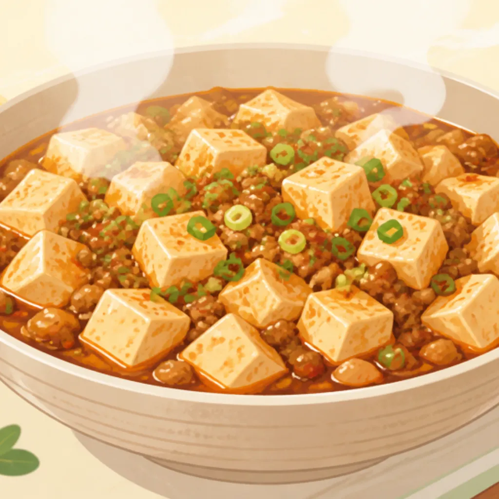 豆腐でかさ増しした大皿の麻婆豆腐