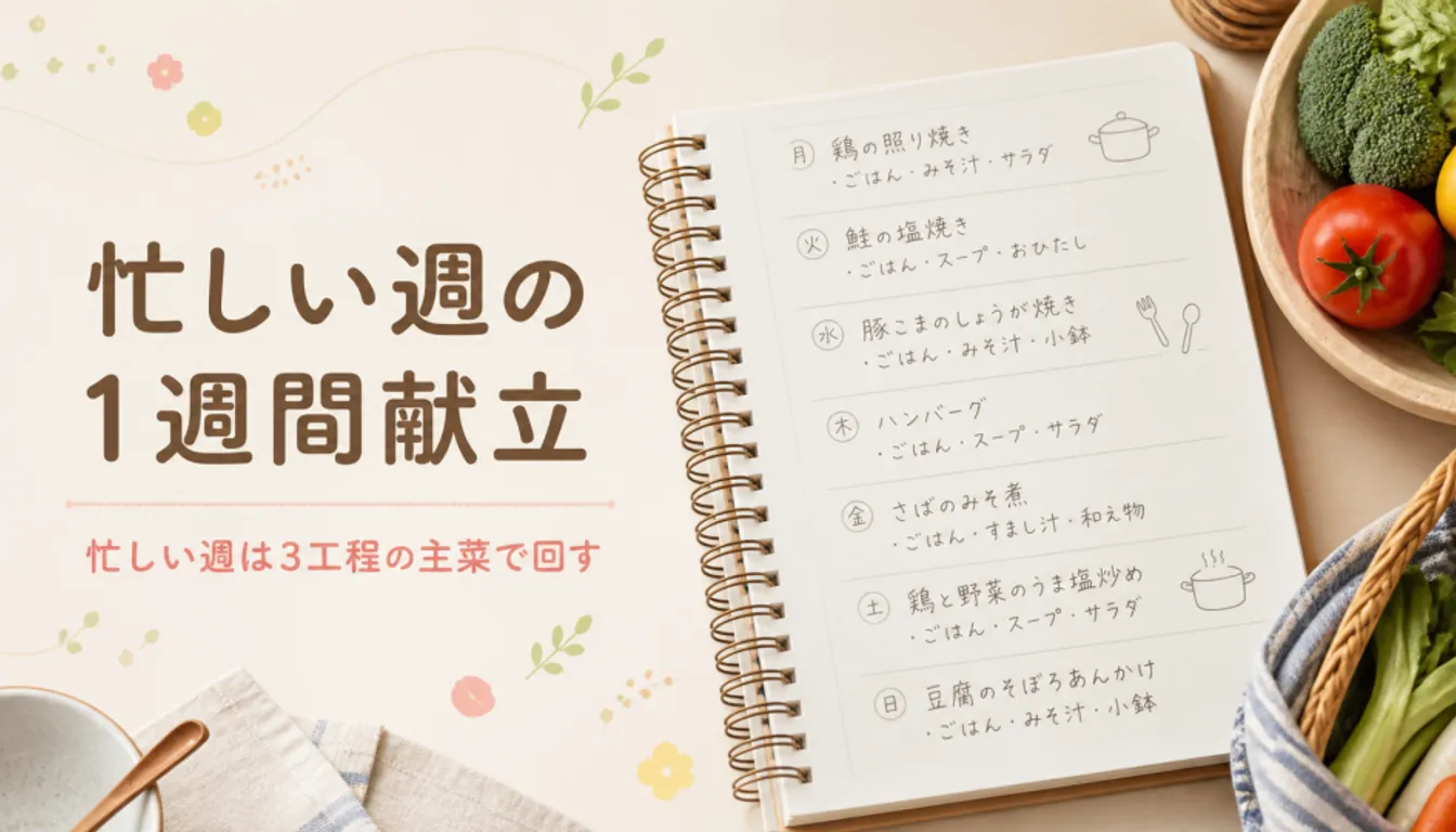 一週間分の夕飯を書き出した手書きの献立ノート