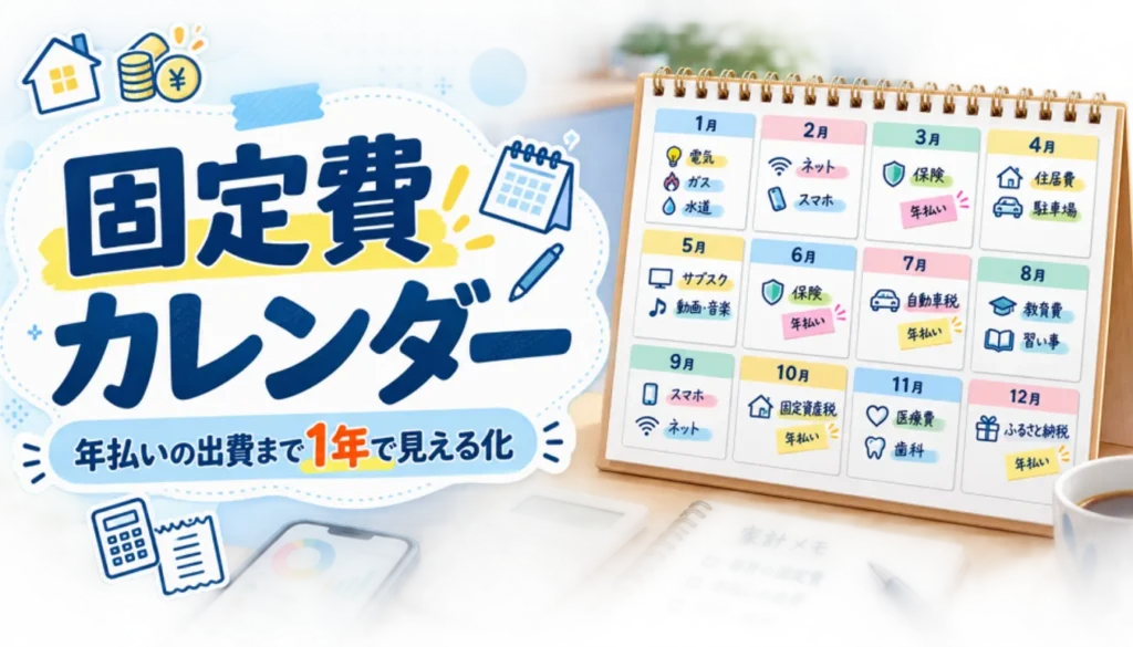支払い予定を書き込んだ1年分の壁掛けカレンダー