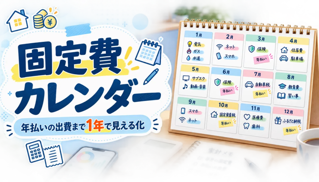 支払い予定を書き込んだ1年分の壁掛けカレンダー