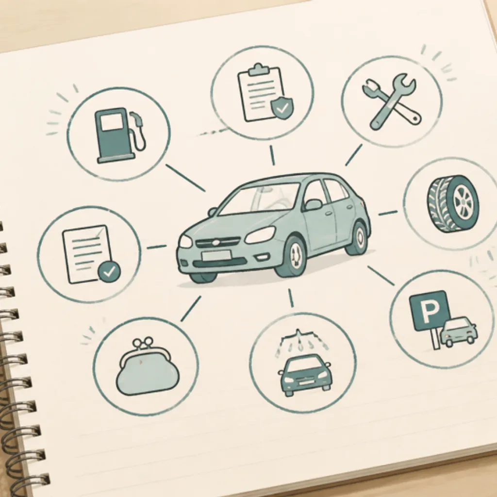 車の維持費の内訳を書き出した家計簿のページ