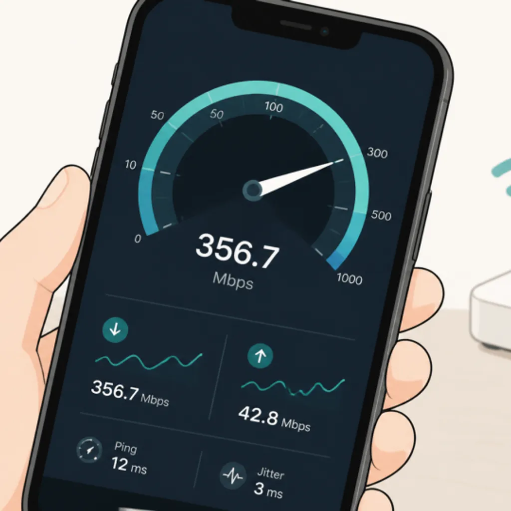 スマホで回線速度を測定している画面