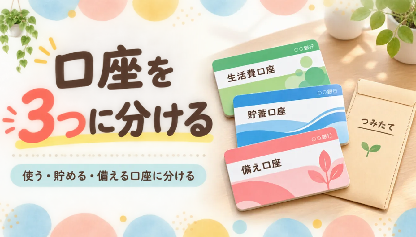 役割ごとに分けた3冊の通帳と貯金用の封筒