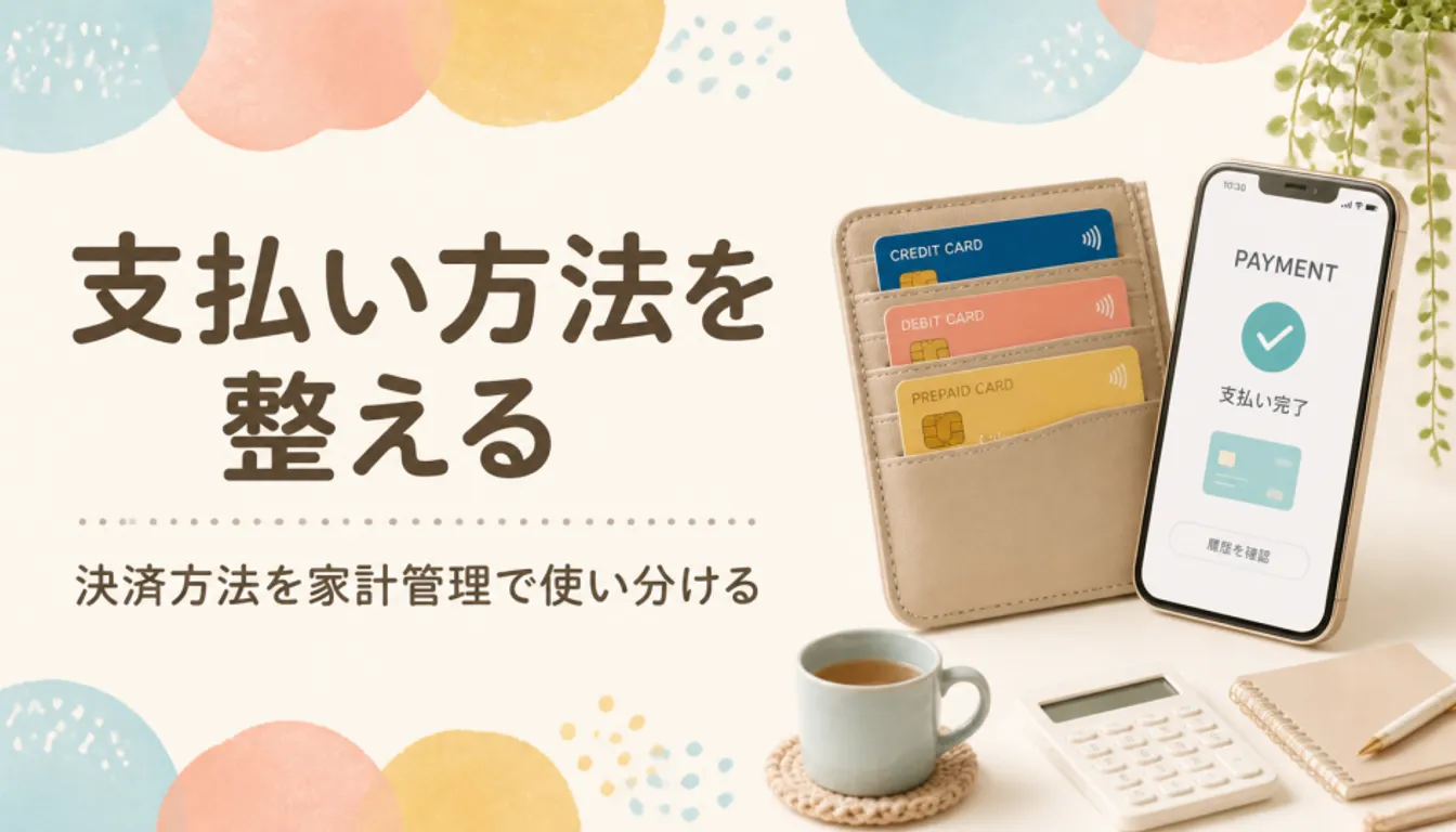 財布に入った3枚のカードと決済アプリを表示したスマートフォン
