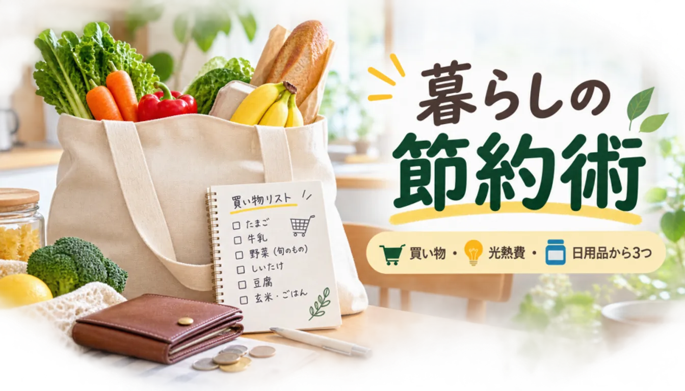 手書きの買い物メモとエコバッグ