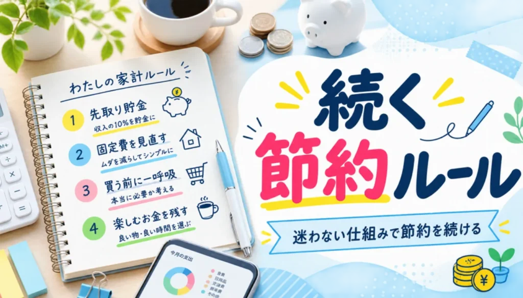 番号付きのルールを書き込んだ手書きの家計簿ノート