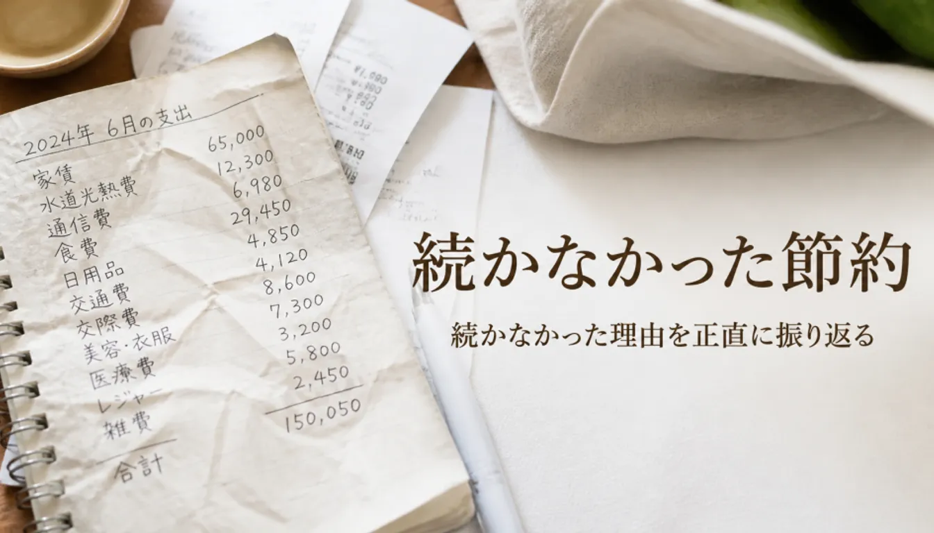 手書きの支出が並ぶ、くたびれた家計簿ノート