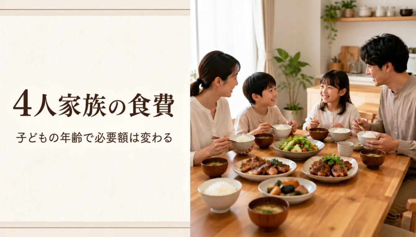ご飯と肉料理が並んだ4人分の食卓
