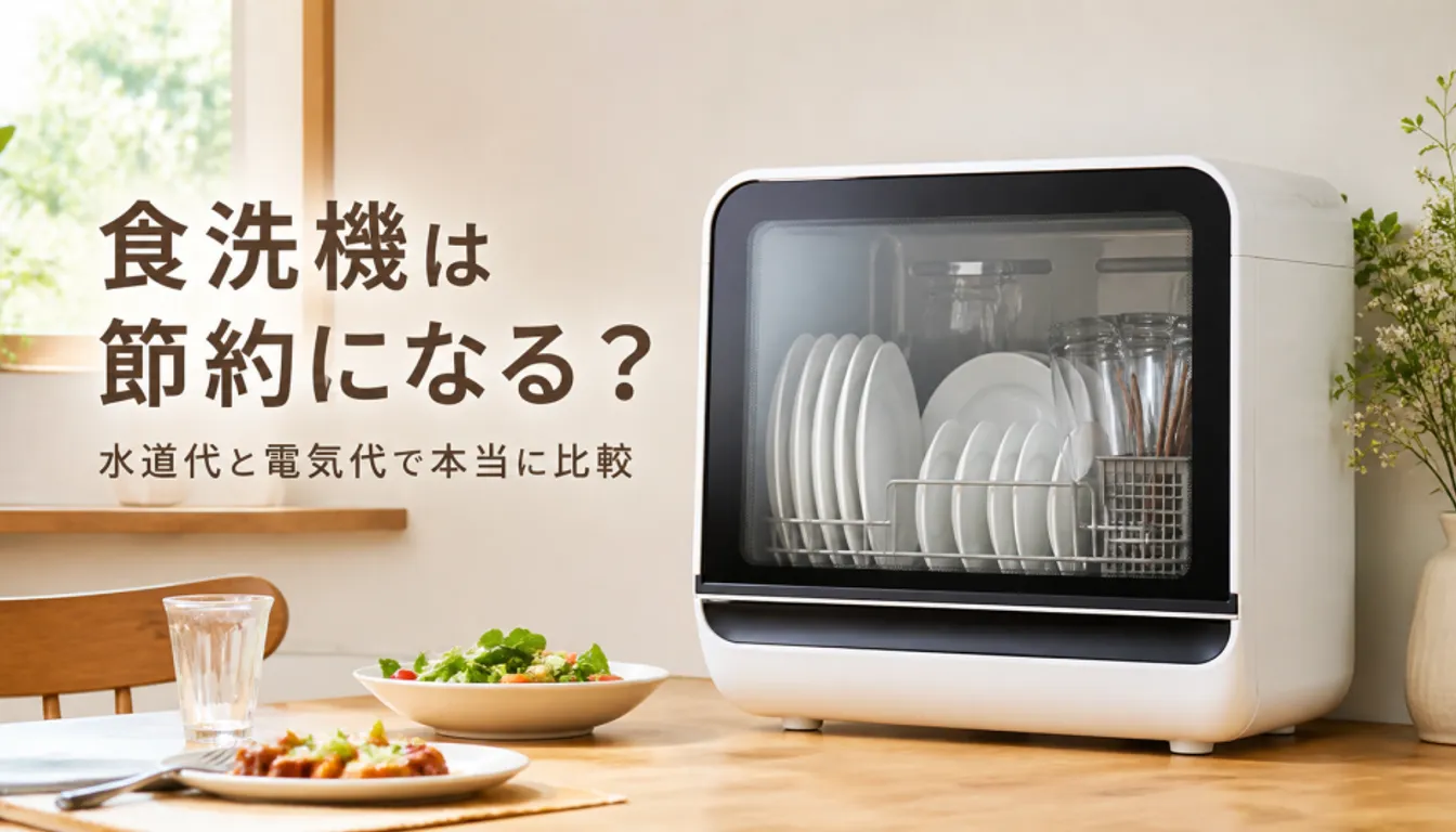 食器がセットされた卓上型の食器洗い乾燥機