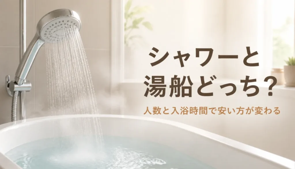 湯を張った浴槽とシャワーヘッド