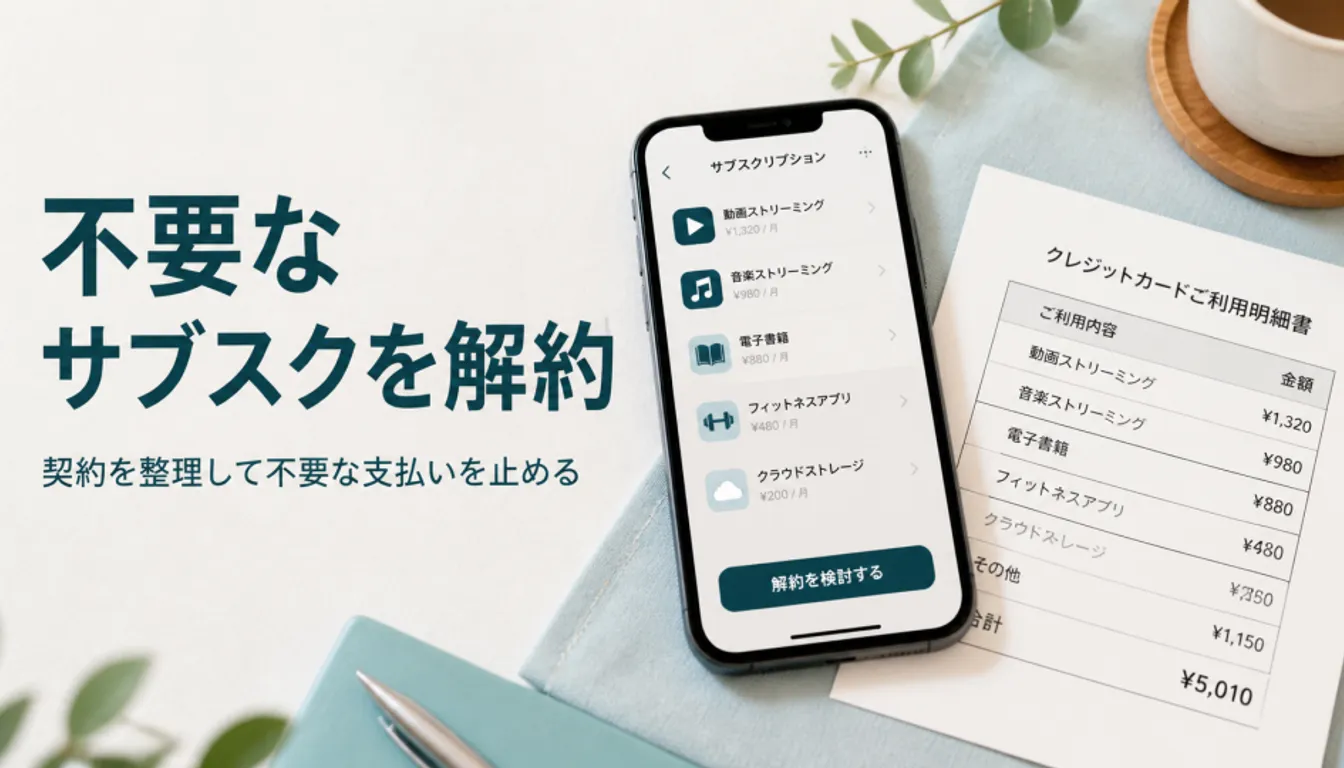 サブスク一覧を表示したスマホとカード明細
