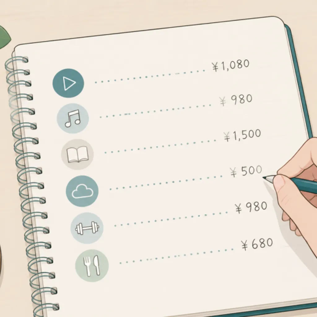 契約中のサブスクと月額を書き出したノート