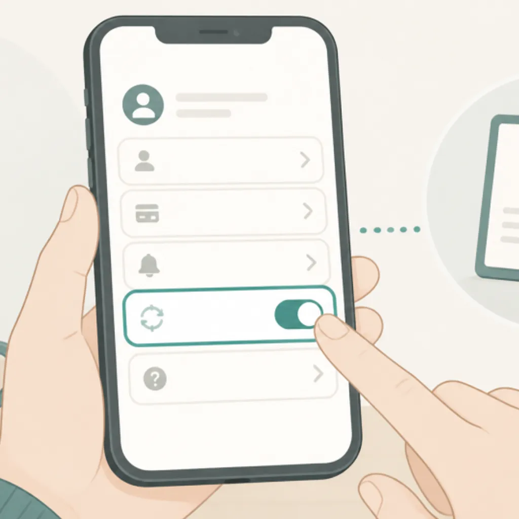 スマホの設定画面でサブスク解約を操作する手元