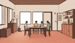 household bills and smartphone on wooden table